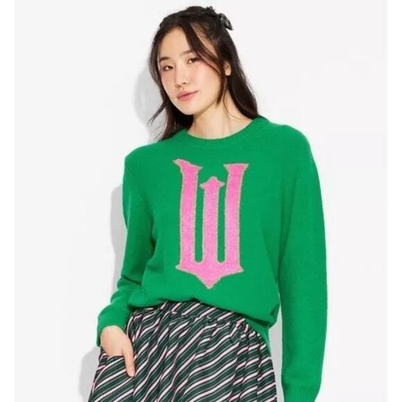 WICKED x Target Graphic Logo Sweater Green Pink Paul Tazewell NWT Womens XS - Picture 9 of 9